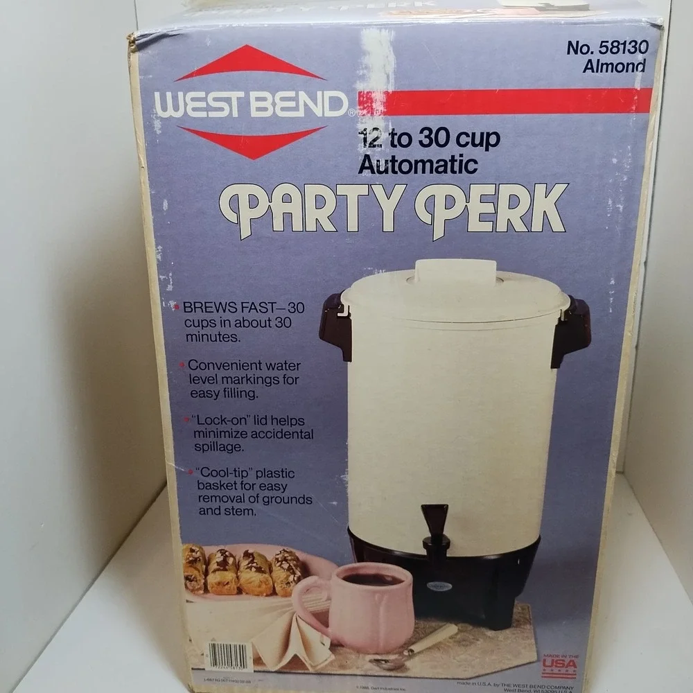 Vintage West Bend Party Perk 12-30 Cup Automatic Coffee Maker Percolator Urn
